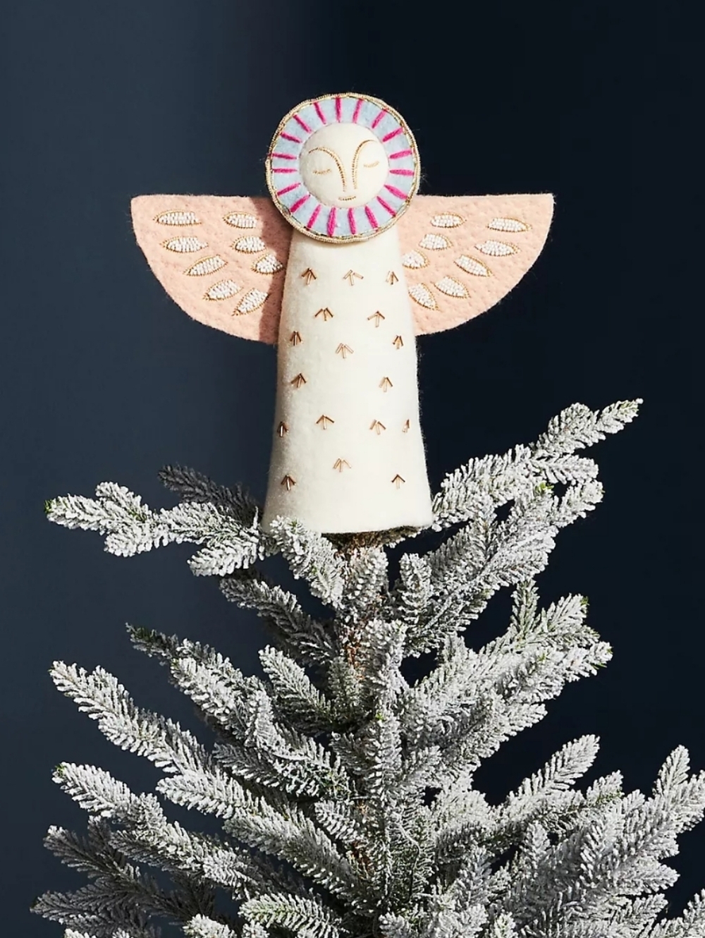 Anthropologie Sun Angel Tree Topper - ivory, blush, light blue